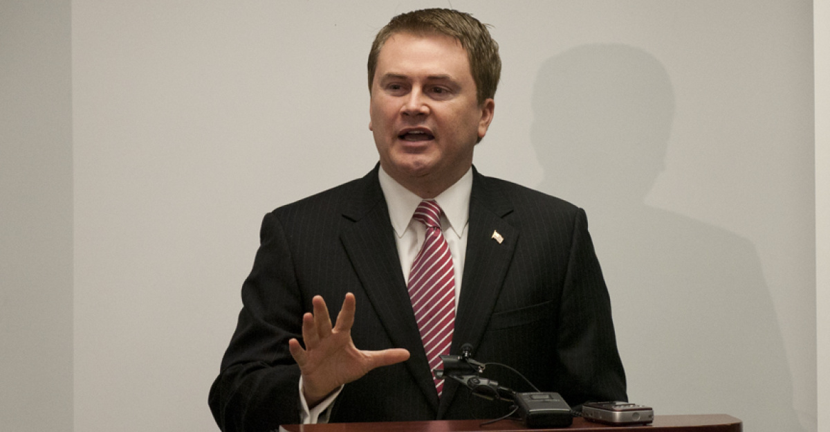 Kentucky Agriculture Commissioner, James Comer announced two new initiatives to benefit Veterans and military farmers during a press conference at Boone National Guard Center in Frankfort, Ky., Jan. 22, 2013. (KYNG photo by Sgt. Scott Raymond)