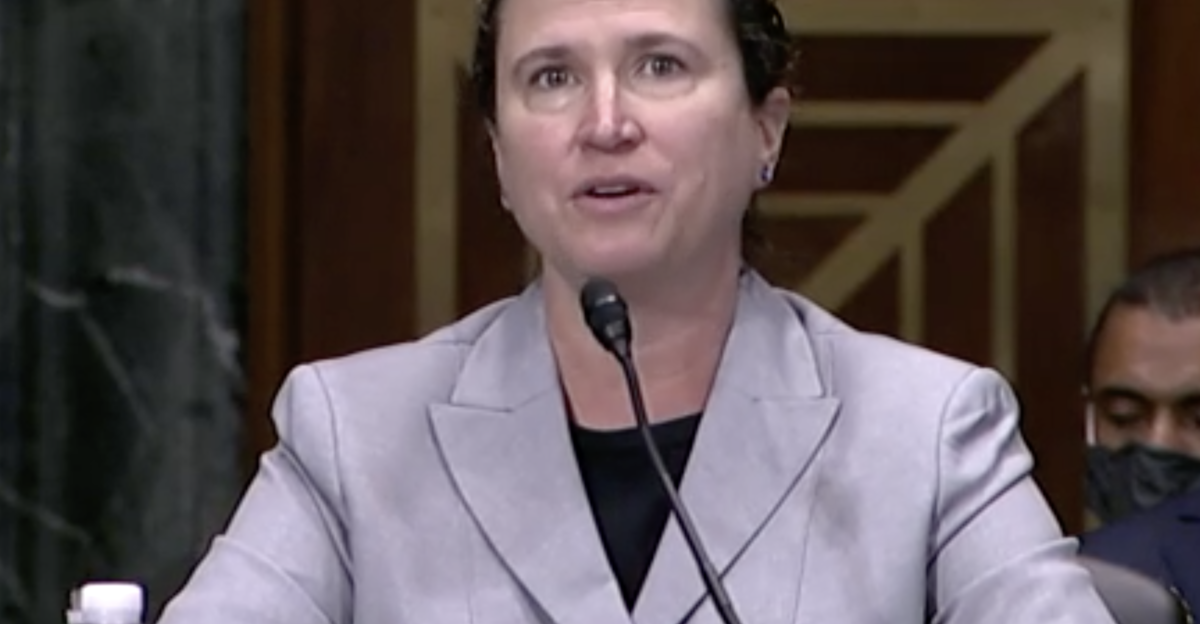 A still of Judge Katherine Menendez during her appearance before the Senate Judiciary Committee on November 3 2021