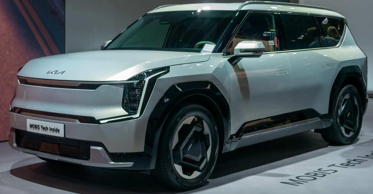 Kia EV9 at the Hyundai Mobis booth of IAA Summit 2023 in Munich Germany