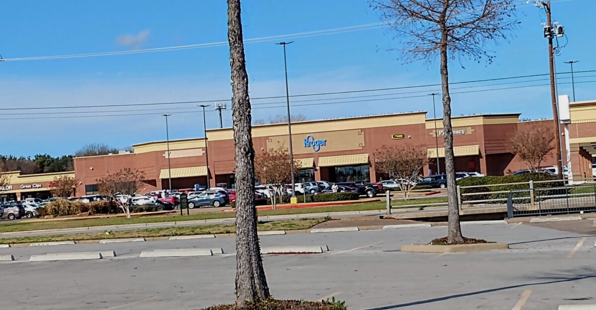 A typical Kroger grocery store in Bedford Texas This store is sporting the new 2019 corporate logo as seen in the photo Located on Harwood Rd near Central Drive
