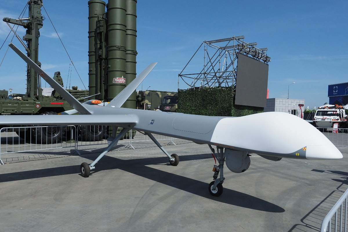 Kronstadt Orion UAV on static display at military-technical forum ARMY-2022 Park Patriot Moscow region Russia