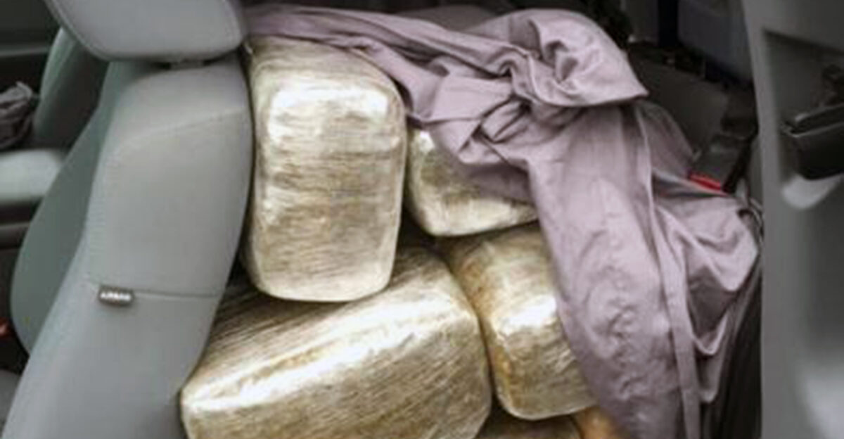 LAREDO Texas - Border Patrol agents assigned to the Hebbronville Border Patrol Station disrupted a drug smuggling attempt while working their assigned duties Bundles containing 1 456 93 pounds of marijuana line the back seat of a vehicle Hebbronville Station Border Patrol agents located and seized the narcotics with the assistance of CBP Air and Marine Operations Photos provided by U S Customs and Border Protection