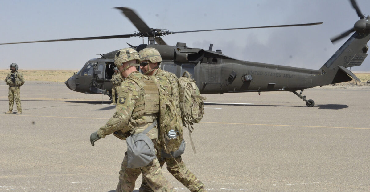Lt Gen Stephen J Townsend commander Combined Joint Task Force Operation Inherent Resolve visits Task Force Strike 101st Airborne Division Air Assault at Qayyarah West Airfield Iraq Coalition troops arrived to Qayyarah West Airfield to enable the Iraqi Security Forces to defeat Da esh by providing logistical engineering and artillery fires in support of the liberation of Mosul The mission of Operation Inherent Resolve is to defeat Da esh an Arabic acronym for ISIL in Iraq and Syria by supporting the Government of Iraq with trainers advisors and fire support to include aerial strikes and artillery fire USMC photo by Capt Ryan E Alvis Released