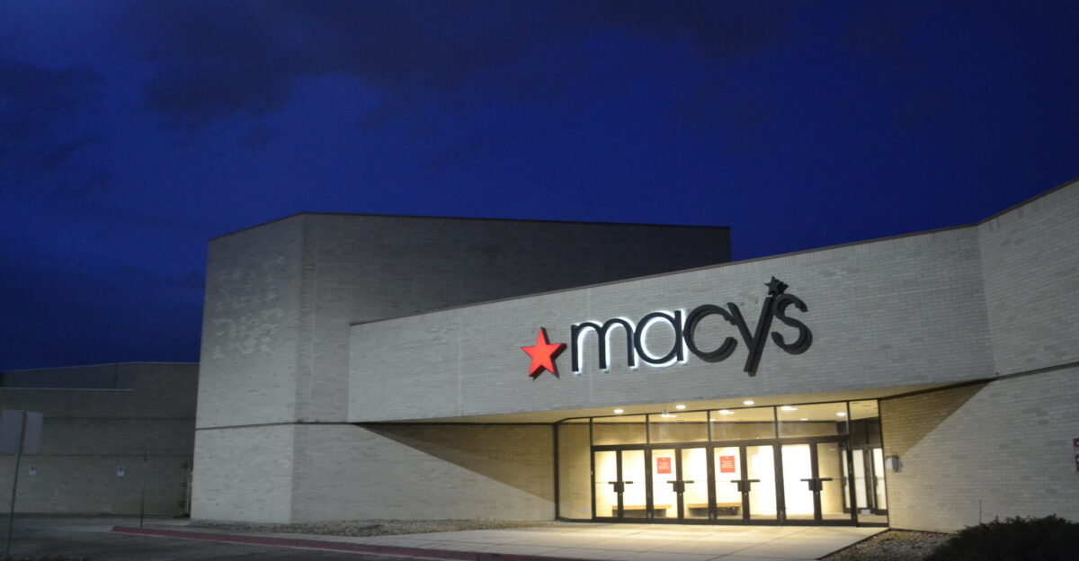 The western facade of a Macy s fuffilment center Littleton CO - January 2024