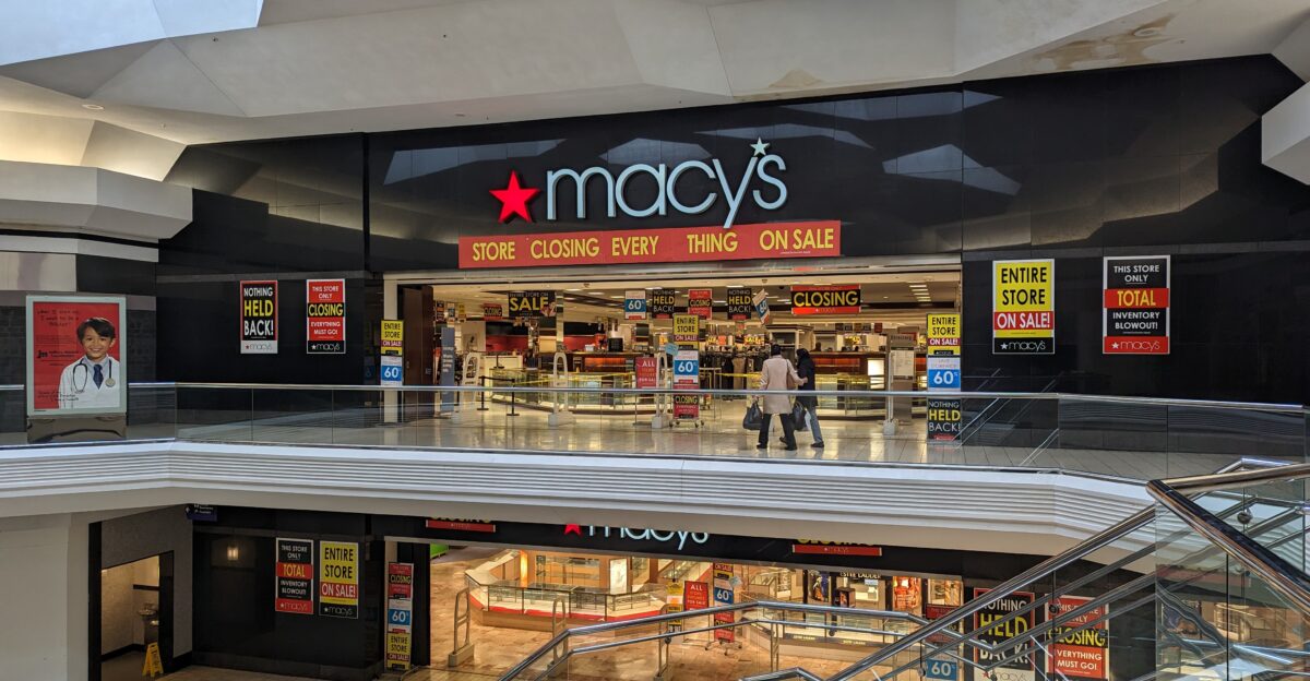 The interior entrance to Macy s at Lakeforest Mall Macy s is closing in March of 2023 and is having a store closing sale 701 Russell Avenue Gaithersburg Maryland
