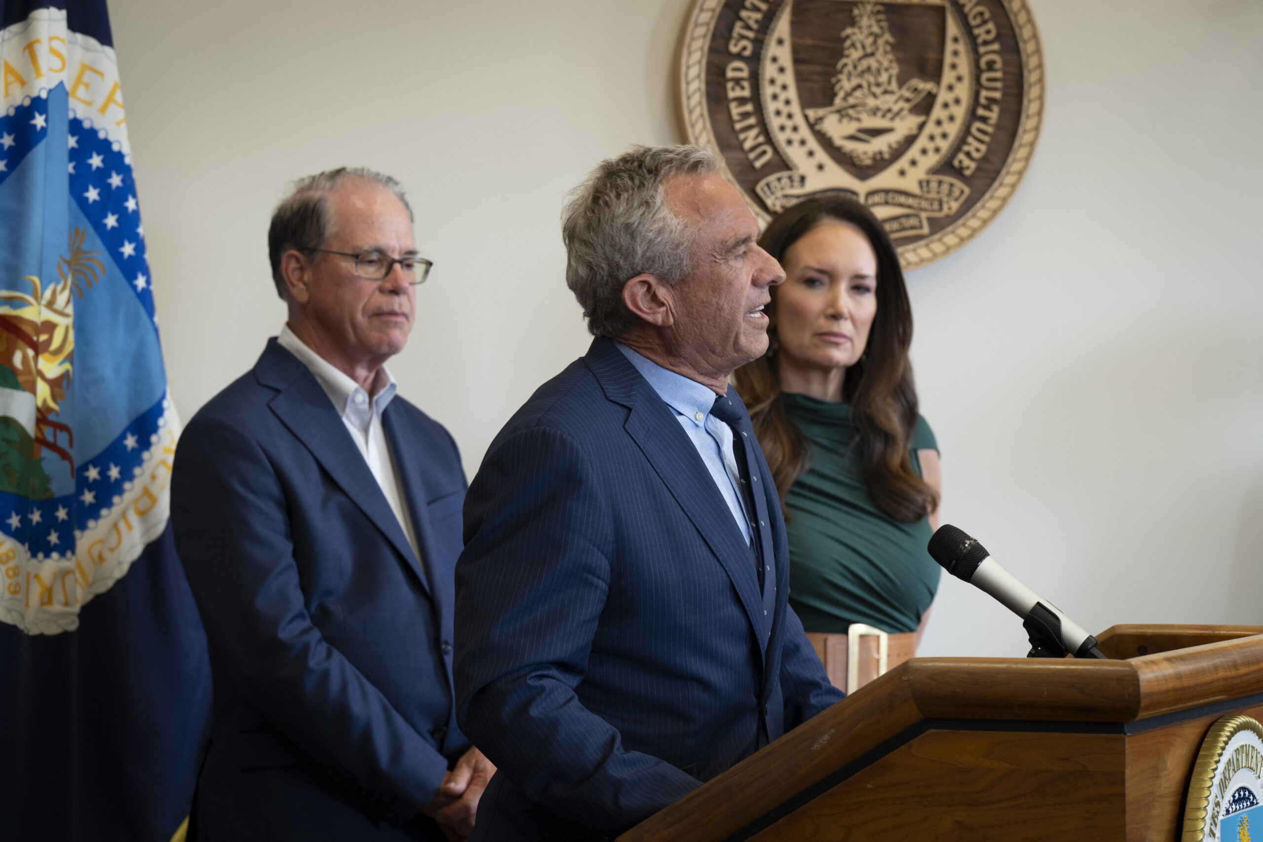U S Secretary of Agriculture Brooke Rollins and U S Secretary of Health and Human Services Robert F Kennedy Jr joined by Governor of Arkansas Sarah Huckabee Sanders and Governor of Indiana Mike Braun on June 10 2025 at USDA in Washington D C for a discussion about President Trump s government wide effort to Make America Healthy Again including the historic SNAP food choice waivers to remove sugary drinks from SNAP USDA photo by Tom Witham