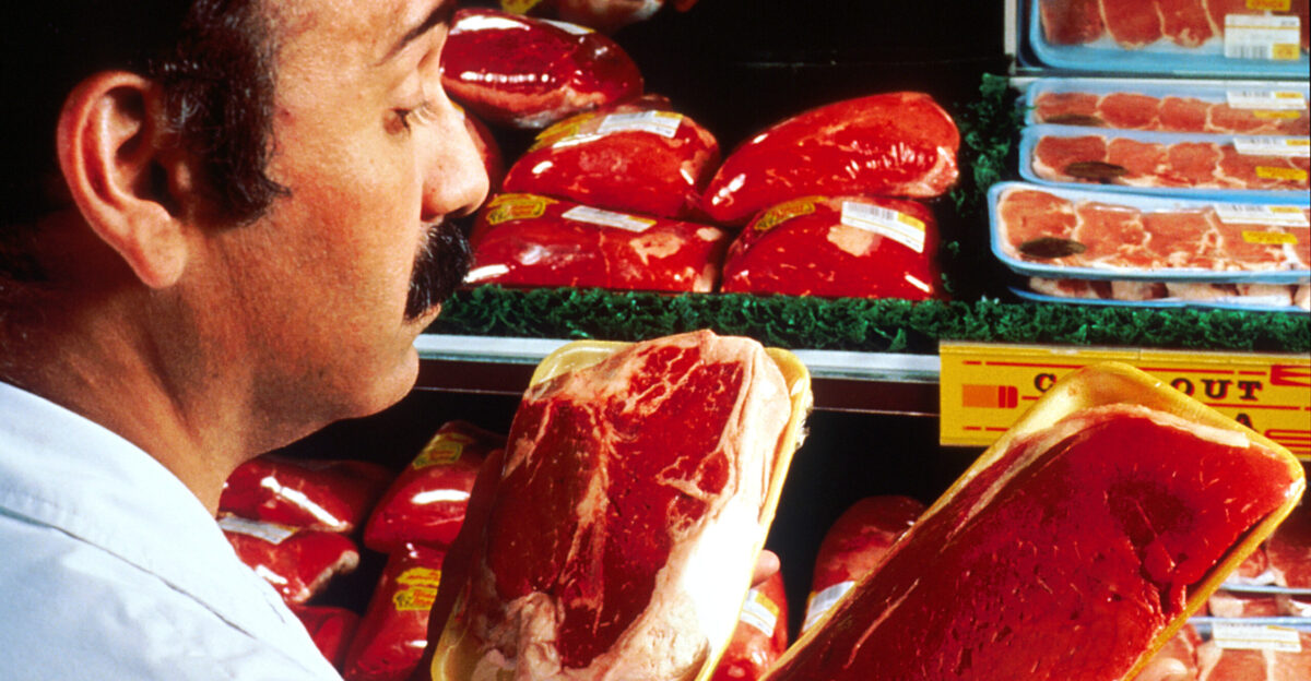 Title Man Grocery Shopping Description A Caucasian man in the meat section of a grocery store considers 2 cuts of red meat Topics Categories Food and Drink People - Adult Type Color Photo Source National Cancer Institute