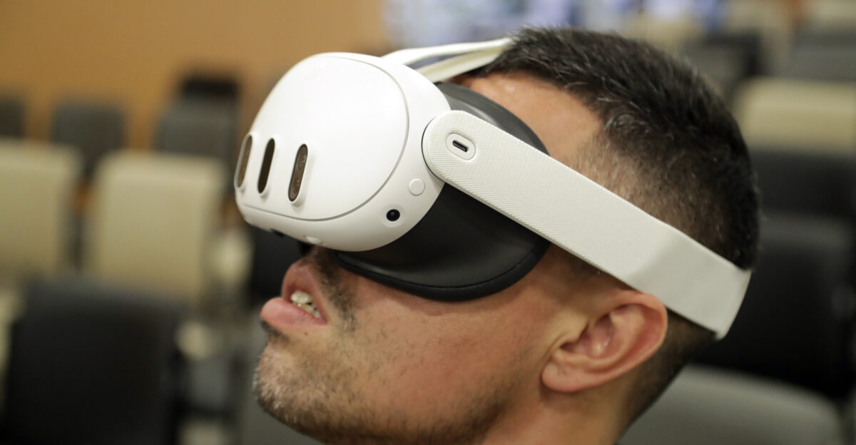 Man wearing Oculus Meta Quest 3