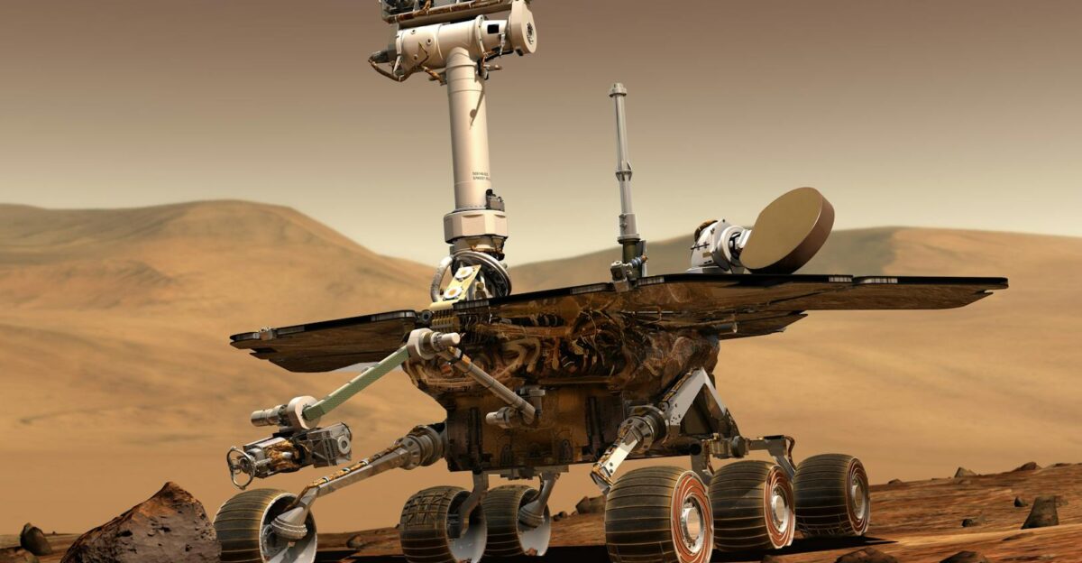 Mars exploration rover conducting research on Martian surface showcasing technology and science