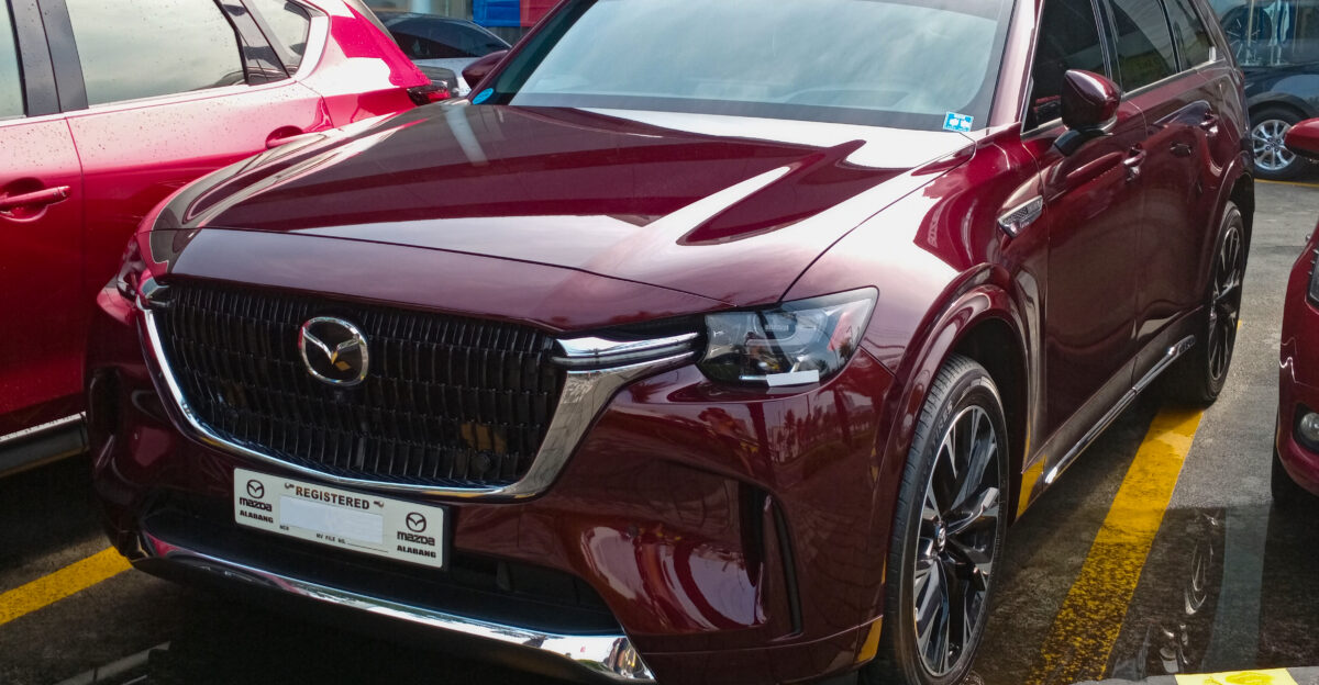 Mazda CX-90 3 3 e-Skyactiv-G AWD HEV Turbo Exclusive in Artisan Red Premium photographed in Mazda Alabang Filinvest City Muntinlupa Metro Manila PH