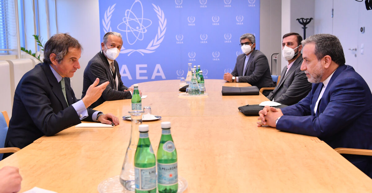 IAEA Director General Rafael Mariano Grossi met with HE Dr Seyed Abbas Araghchi Deputy Foreign Minister for Political Affairs of the Islamic Republic of Iran during his official visit at the Agency headquarters in Vienna Austria 6 May 2021 Photo Credit Dean Calma IAEA Iranian Delegation HE Dr Seyed Abbas Araghchi Deputy Foreign Minister for Political Affairs of the Islamic Republic of Iran HE Ambassador Kazem Gharib Abadi Resident Representative of the Islamic Republic of Iran to the IAEA IAEA Rafael Mariano Grossi IAEA Director General Massimo Aparo IAEA Deputy Director General and Head of the Department of Safeguards Mark Bassett Special Assistant to the DG for Nuclear Safety and Security and Safeguards