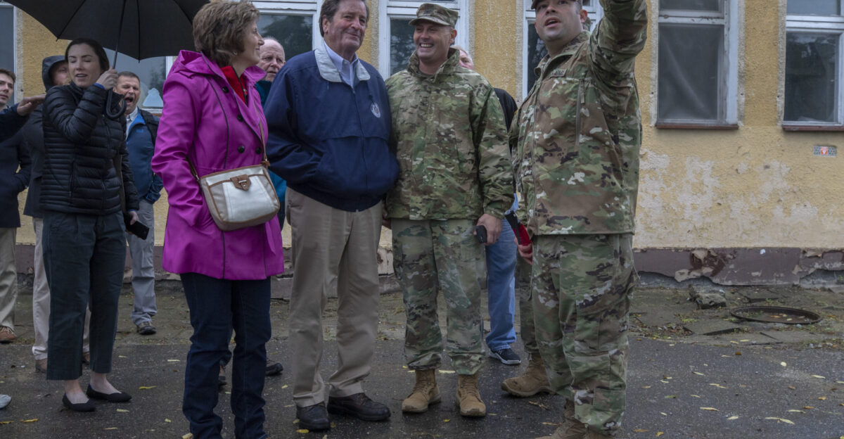 U S Soldiers provide members of Congress with a tour of the 1st Infantry Division Forward Headquarters Oct 5 2019 Poznan Poland Congress Members came to Poland as part of a 10 day trip across Europe during which they met with service members from their respective areas U S Army photo by Pfc Caleb Minor