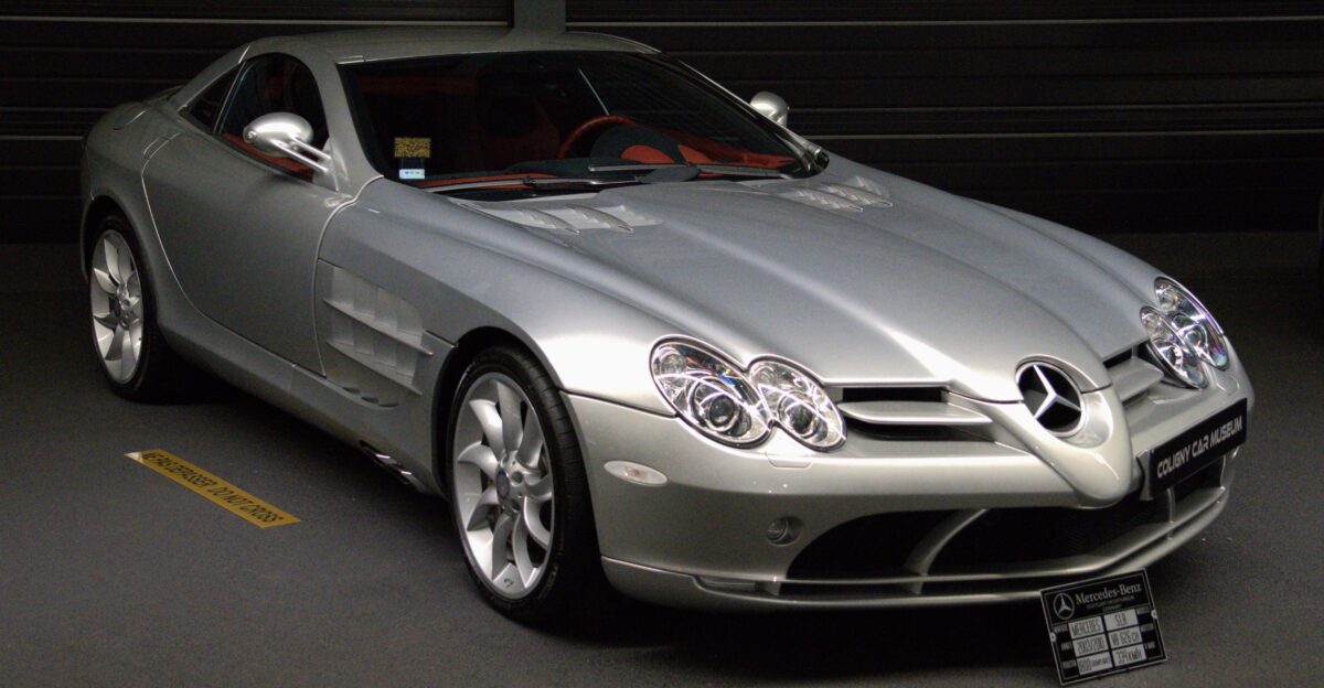 A 2005 Mercedes-Benz SLR McLaren taken at the Coligny Car Museum France