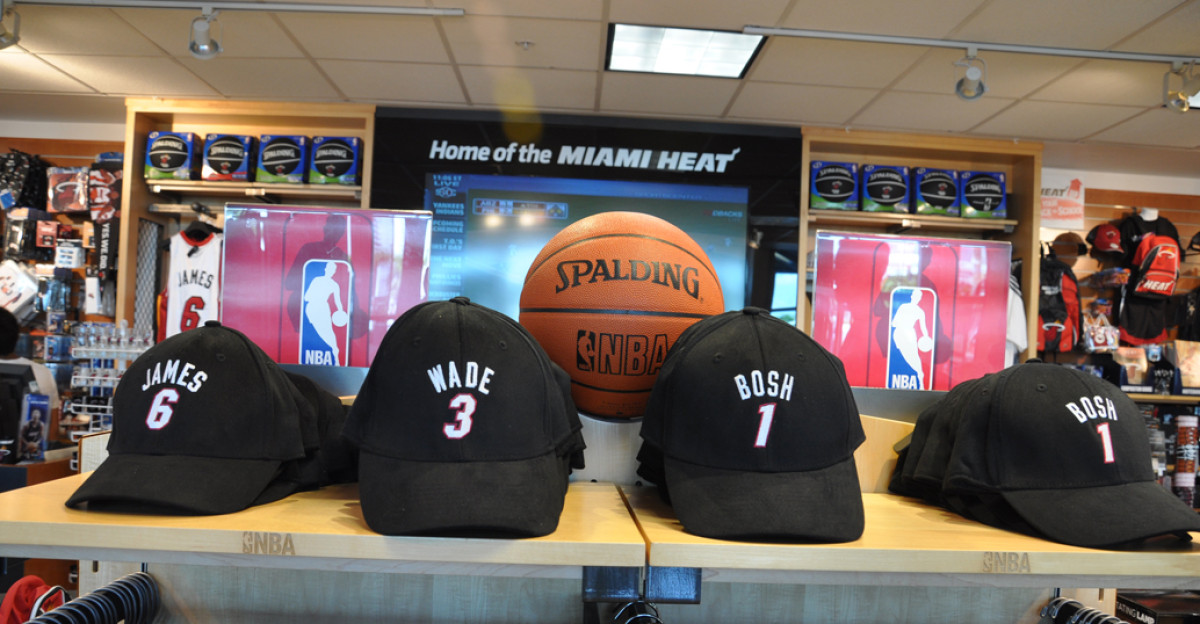 Miami Heat Big Three merchandises in the store in American Airlines Arena