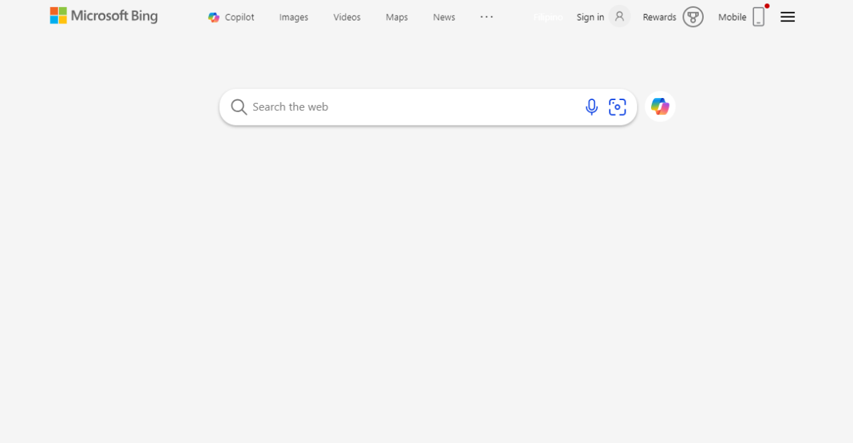 Screenshot of Bing s homepage without daily image in 03 01 2024