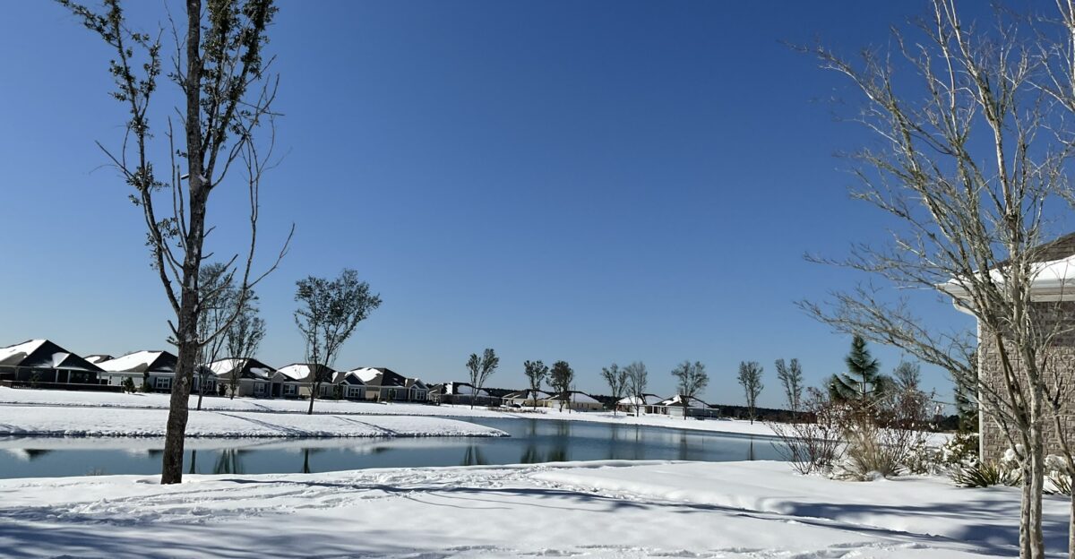 Snow in a Suburban Neighborhood in Milton Florida