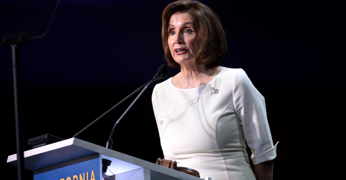 Speaker of the House Nancy Pelosi speaking with attendees at the 2019 California Democratic Party State Convention at the George R Moscone Convention Center in San Francisco California Please attribute to Gage Skidmore if used elsewhere