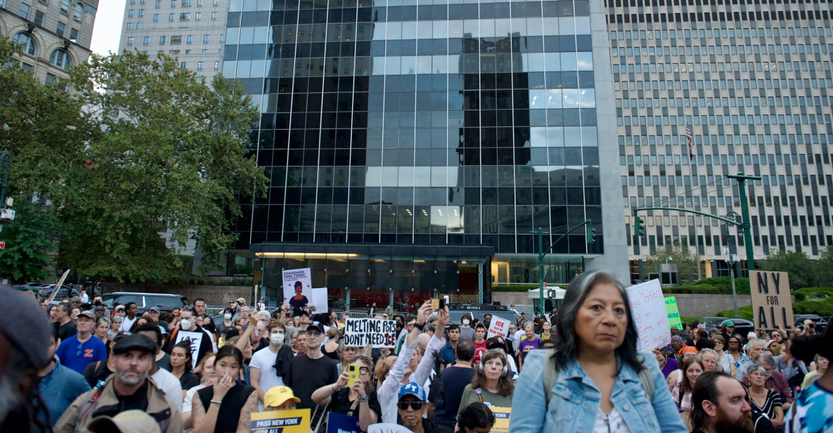 Protestors showed up at Foley Square on Thursday afternoon to protest ICE's presence in New York, lead by Make the Road NY.
