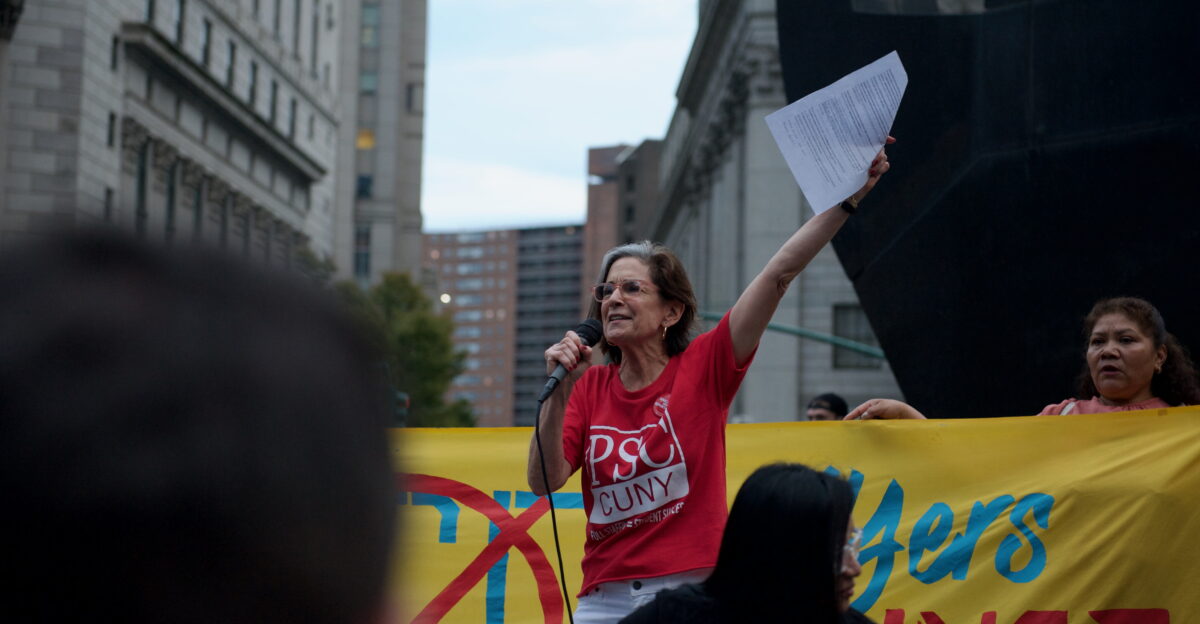 Protestors showed up at Foley Square on Thursday afternoon to protest ICE s presence in New York lead by Make the Road NY