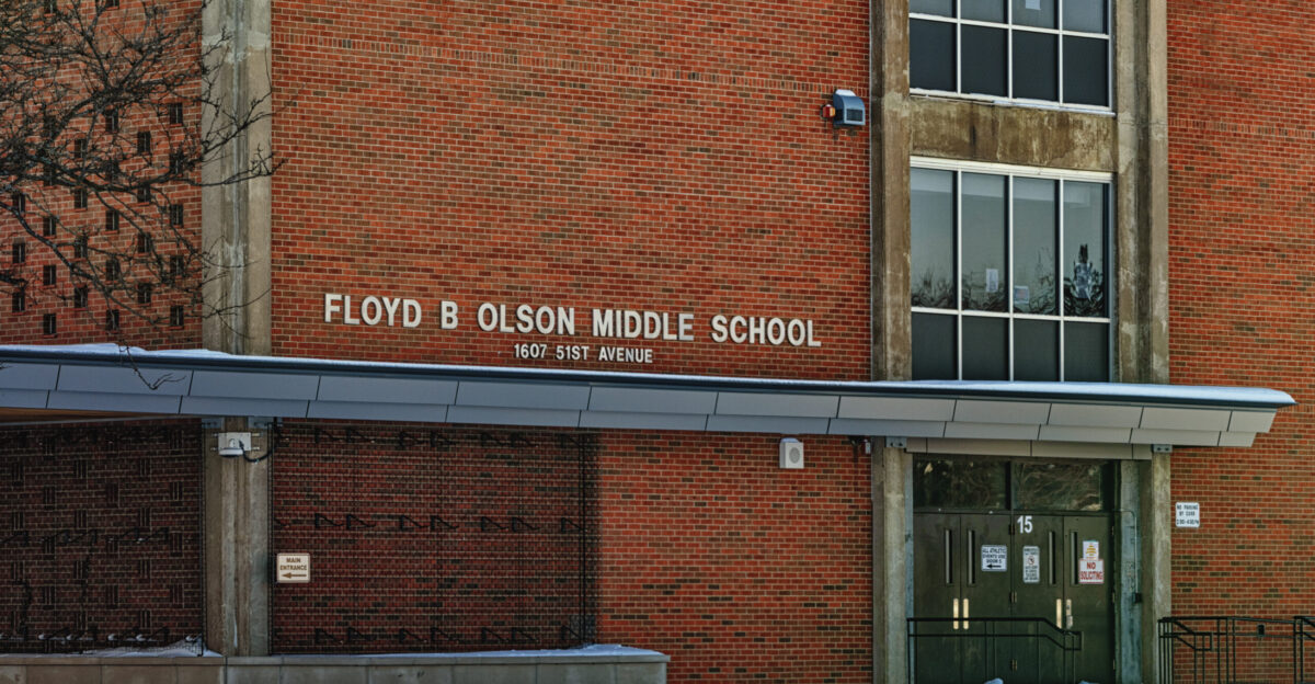 Floyd B Olson Middle School at 1607 51st Avenue North in Minneapolis Minnesota part of the Minneapolis Public Schools system