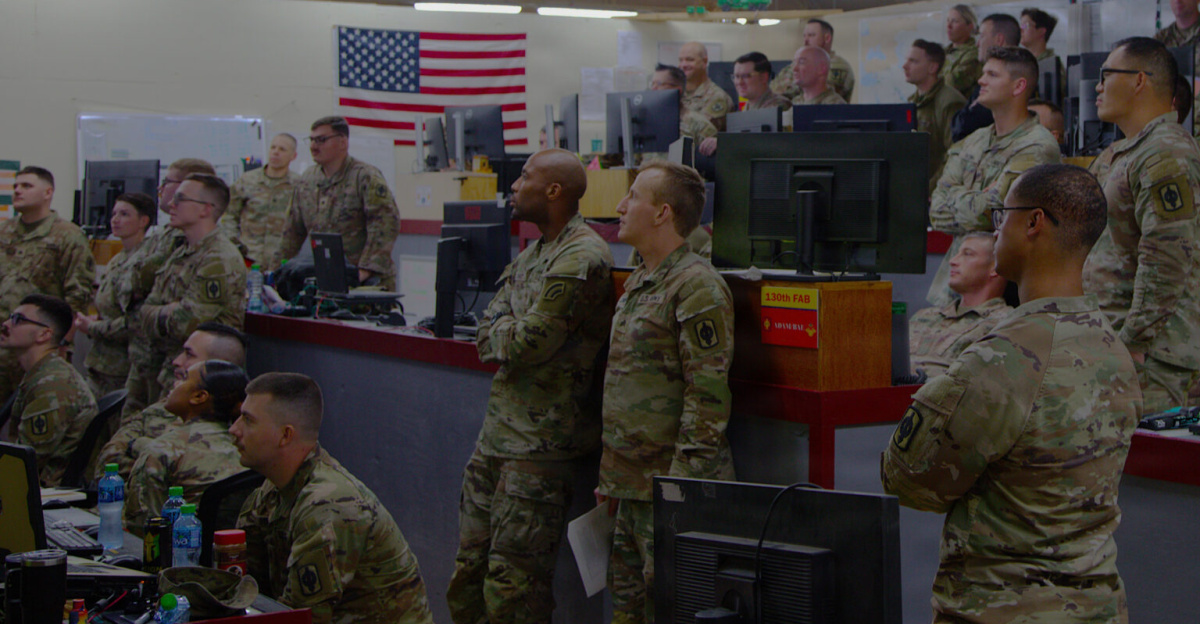 U.S. CENTRAL COMMAND AREA OF RESPONSIBILITY (Dec. 20, 2025) Task Force Thunder, 130th Field Artillery Brigade, U.S. Army Central’s Force Field Artillery Headquarters, calls and conducts fire missions during U.S. Central Command’s Operation Hawkeye Strike in Syria, Dec. 20, 2025. (U.S. Army photo by Sgt. Evan Anderson)