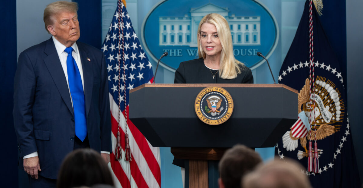 President Donald Trump holds a press conference with Attorney General Pam Bondi and Deputy Attorney General Todd Blanche in the James S Brady Press Briefing Room on Friday June 27 2025 Official White House Photo by Abe McNatt