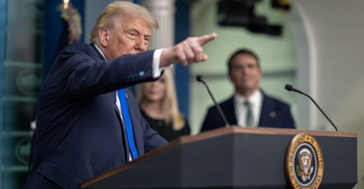 President Donald Trump holds a press conference with Attorney General Pam Bondi and Deputy Attorney General Todd Blanche in the James S Brady Press Briefing Room on Friday June 27 2025 Official White House Photo by Molly Riley