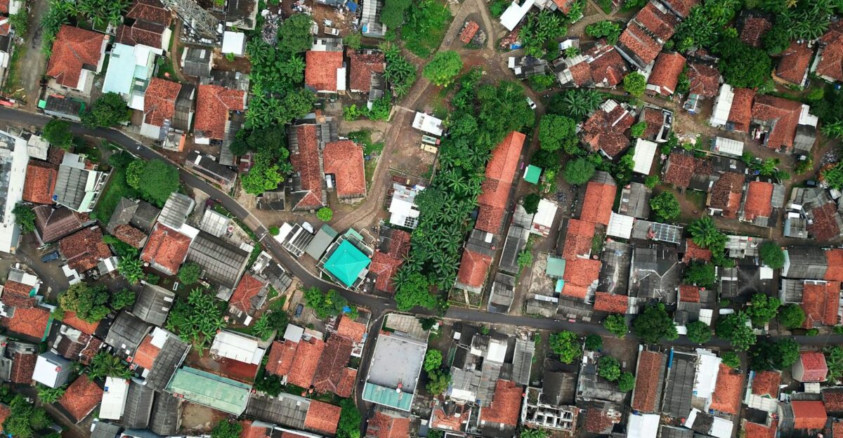 Aerial view of homes and greenery in Serpong Indonesia showcasing urban architecture