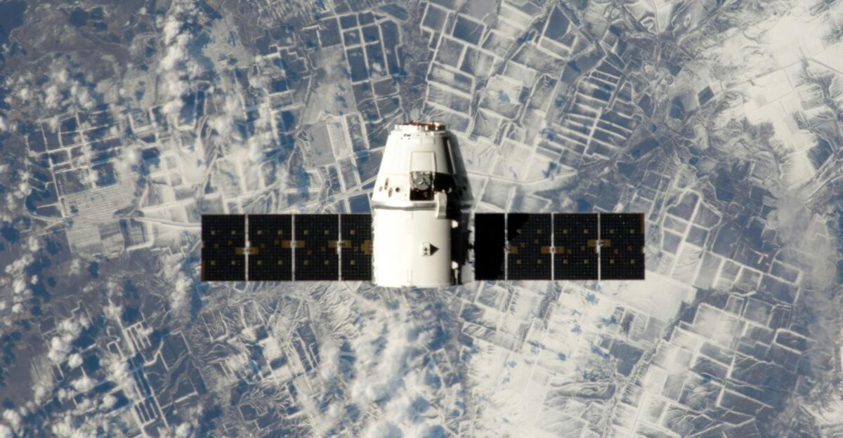 High-resolution image of a satellite orbiting Earth showcasing space technology