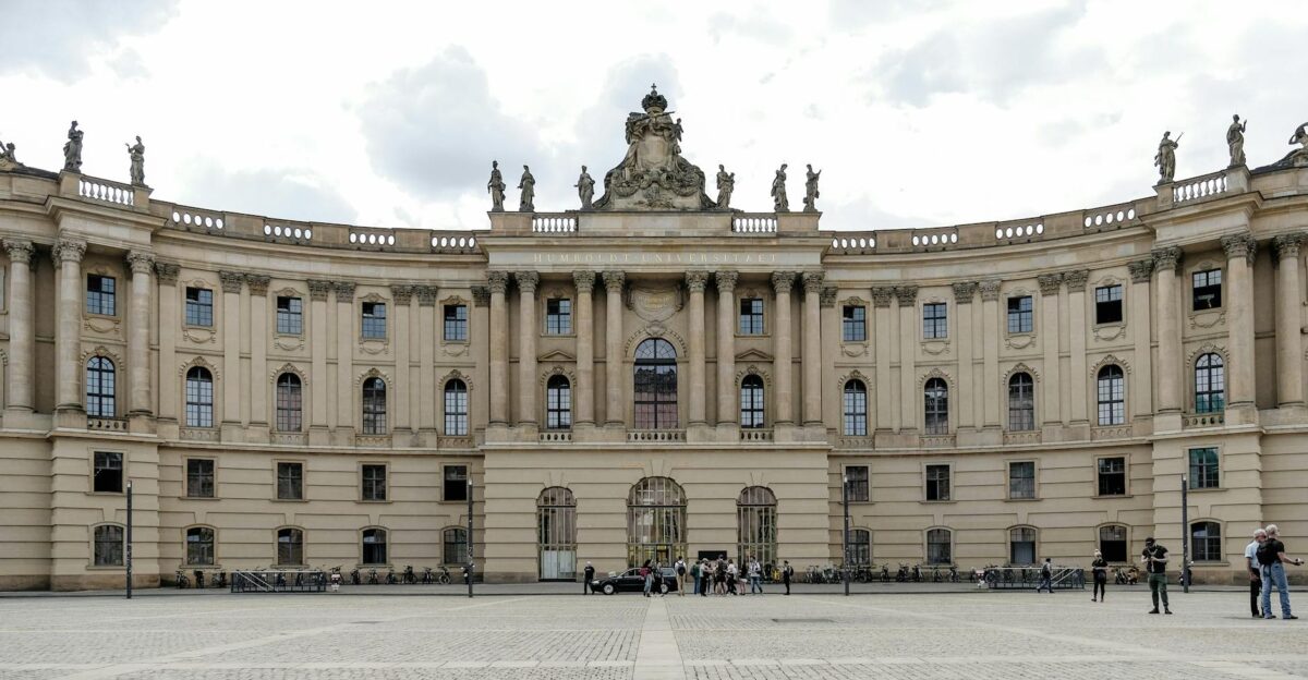 Elegant facade of Humboldt University s library in Berlin showcasing neoclassical architecture