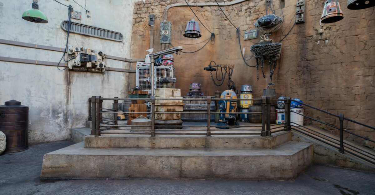 A thematic Star Wars droids display at Disney s Hollywood Studios in Bay Lake Florida