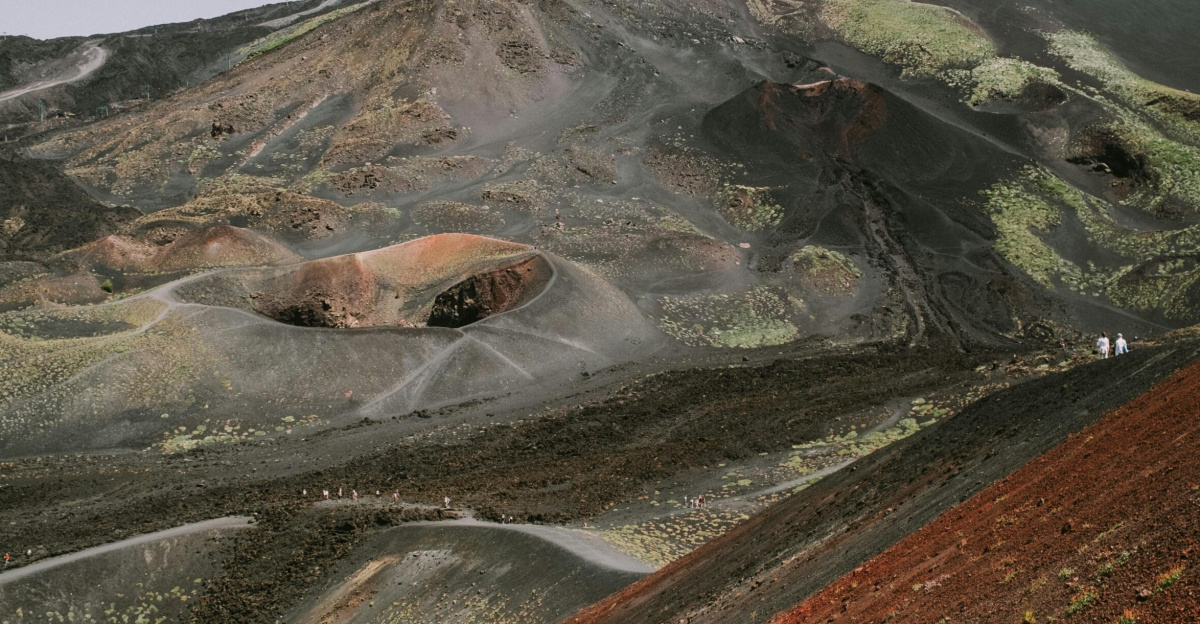 A captivating view of Mount Etna's rugged volcanic landscape in Sicily, Italy.