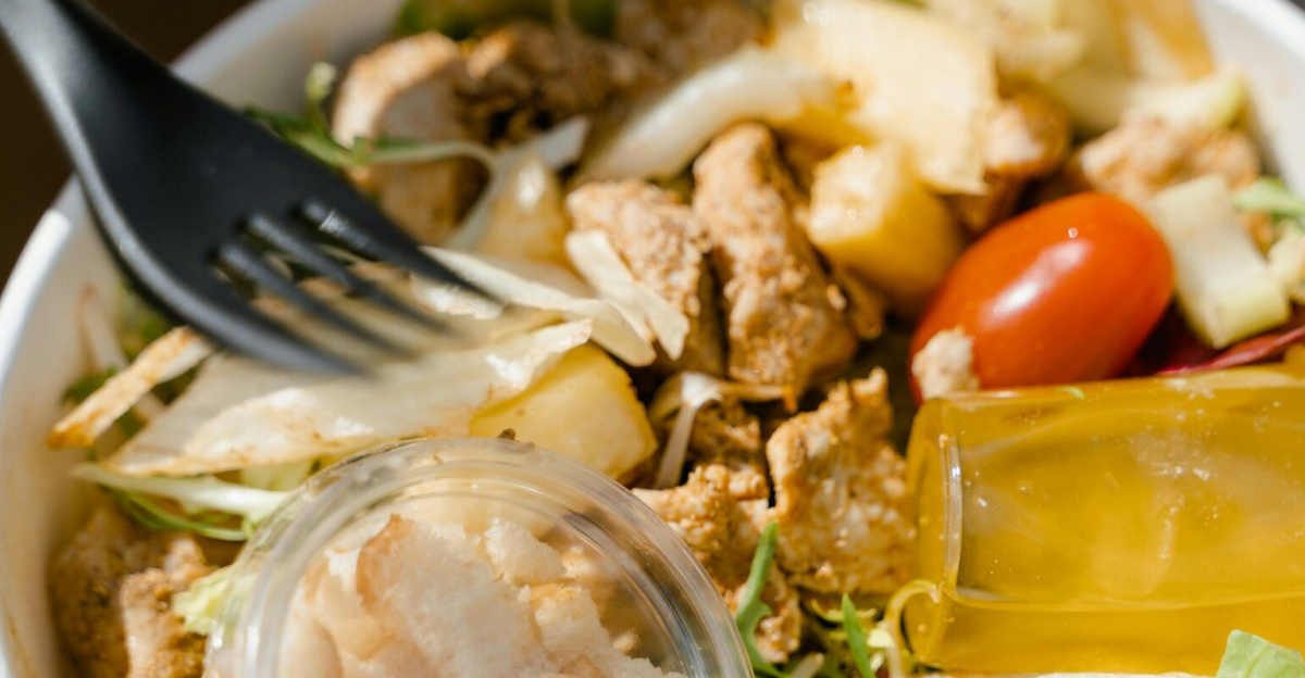 Delicious chicken salad with vegetables, perfect for a healthy meal