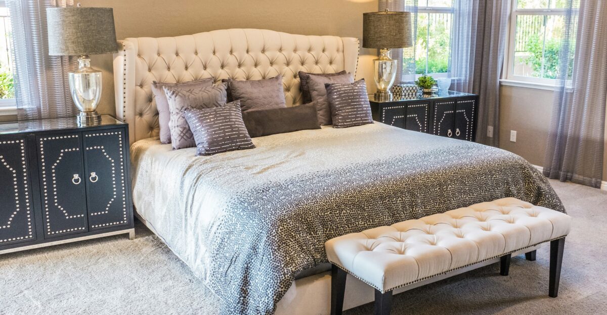 throw pillow on bed frame