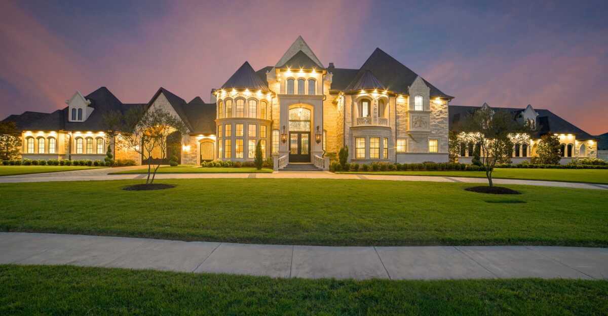 white and black lighted concrete house