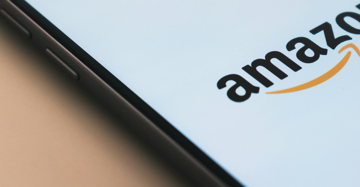 black Samsung Galaxy smartphone displaying Amazon logo