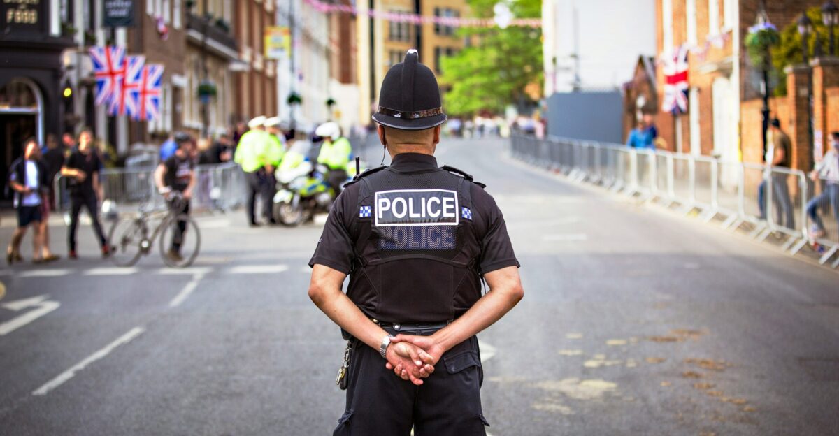 Police standing on road