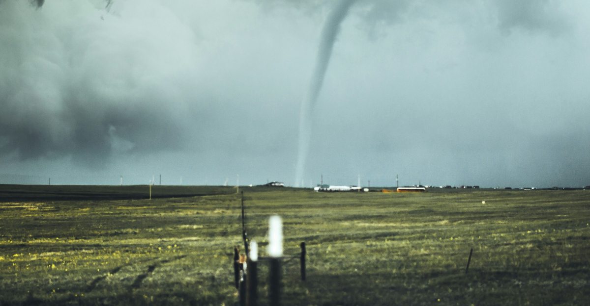 tornado on far side on plain