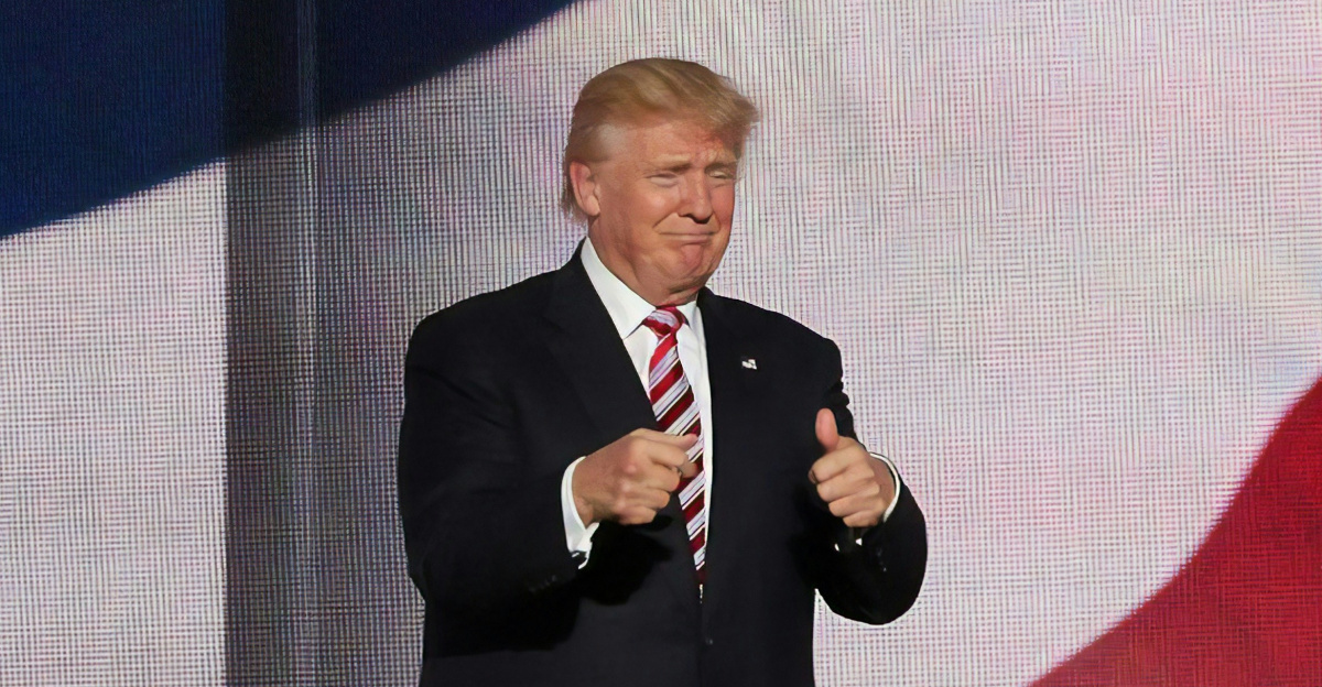 Donald Trump beside man in black suit