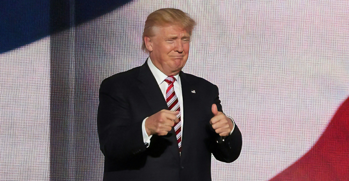 Donald Trump beside man in black suit