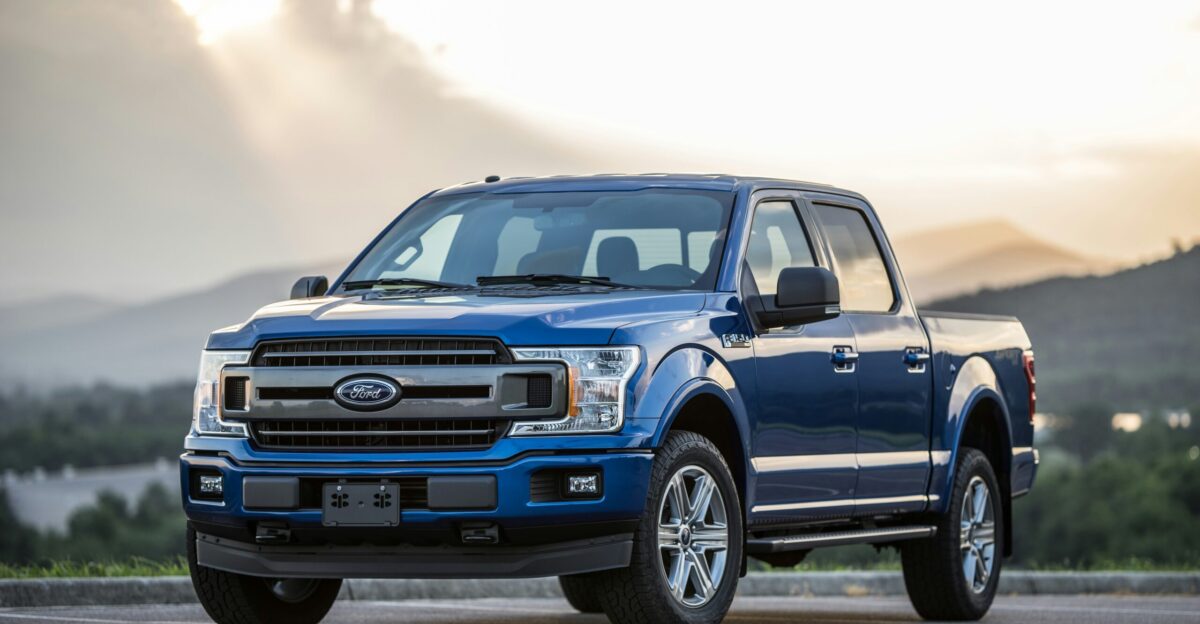 blue Ford pickup truck