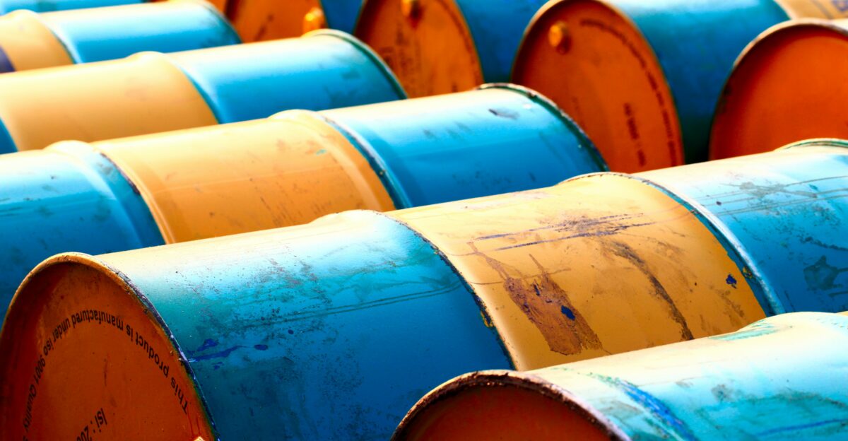 yellow-and-blue oil barrel lot