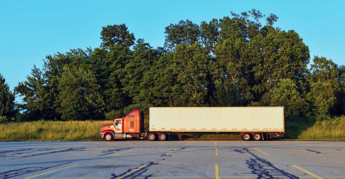 red and white freight truck