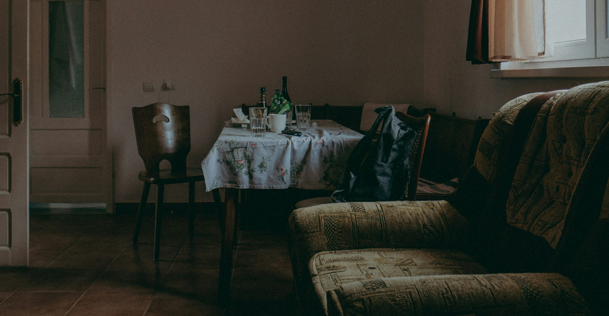brown fabric sofa inside room