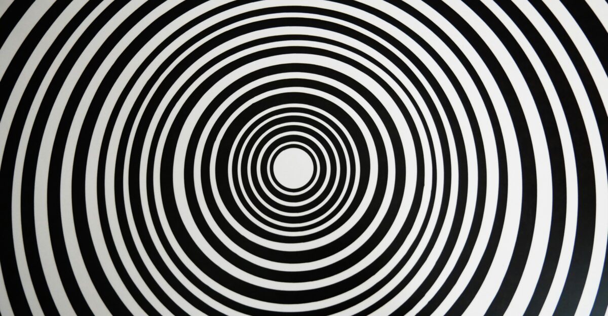 black and white round illustration