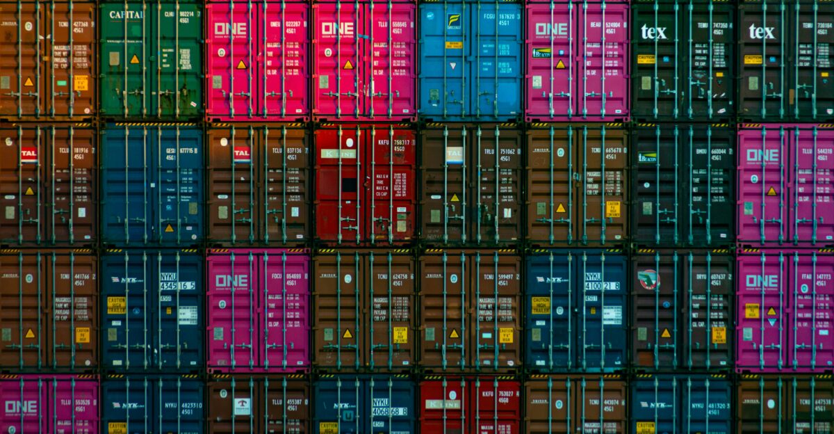 red and black plastic crates