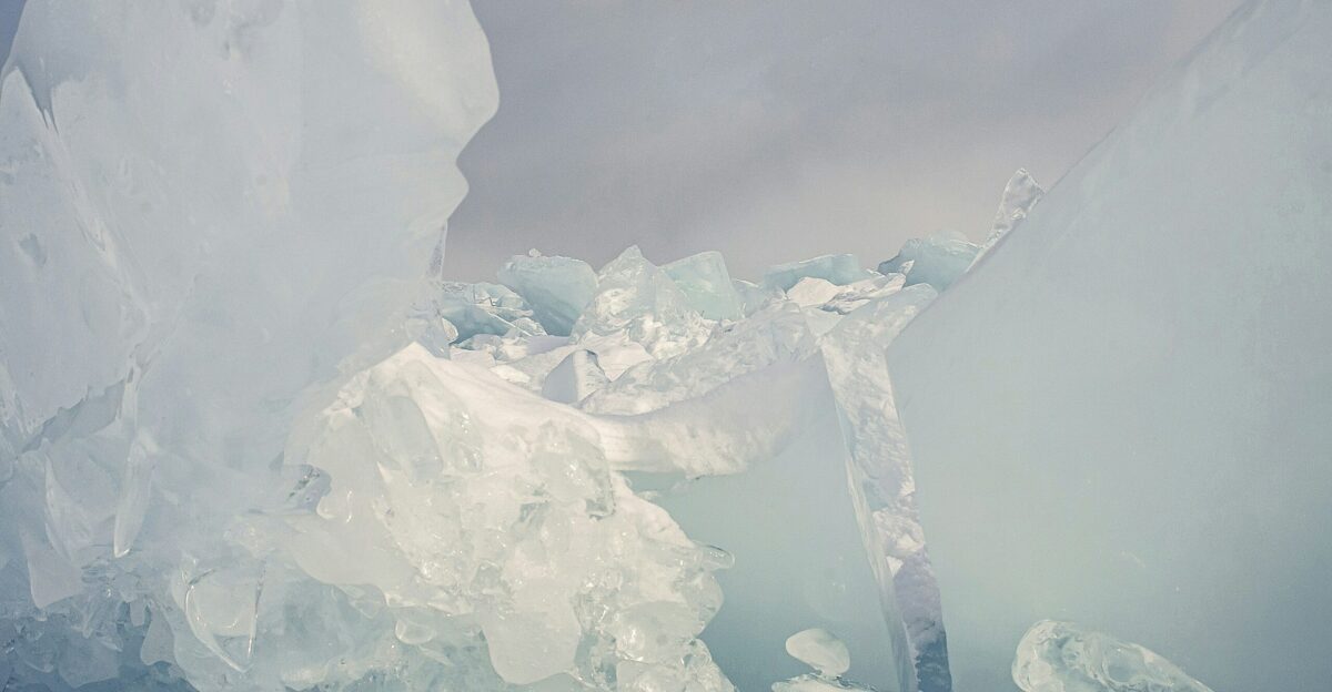 white ice blocks on water