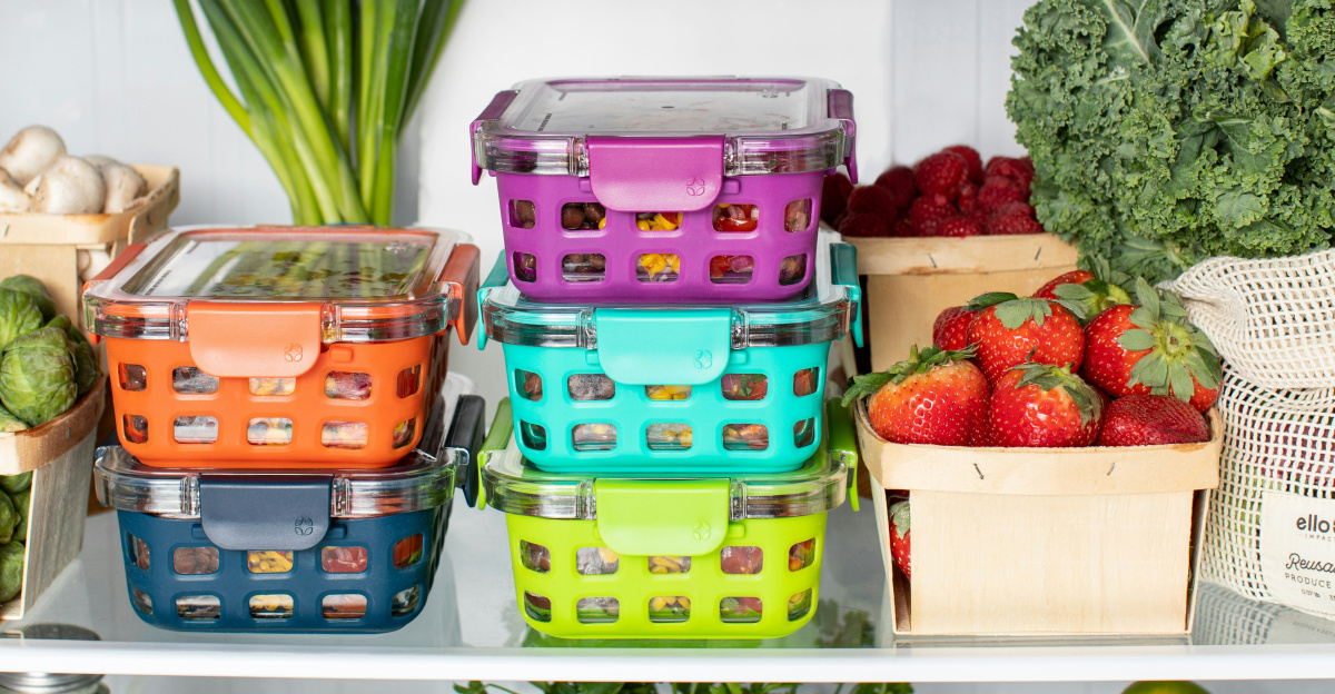 green and pink plastic container