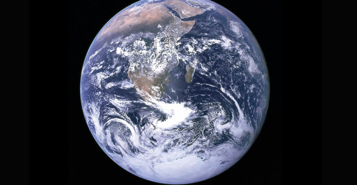 Earth with clouds above the African continent
