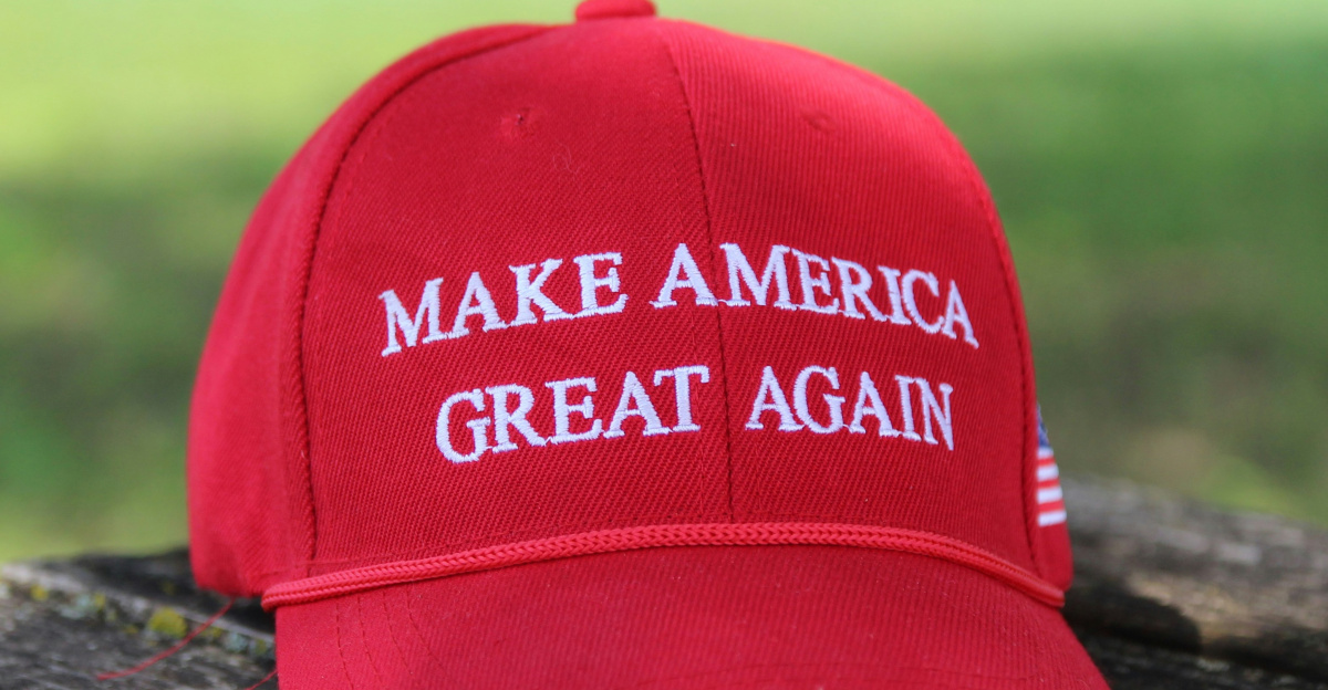 a red hat that says make america great again